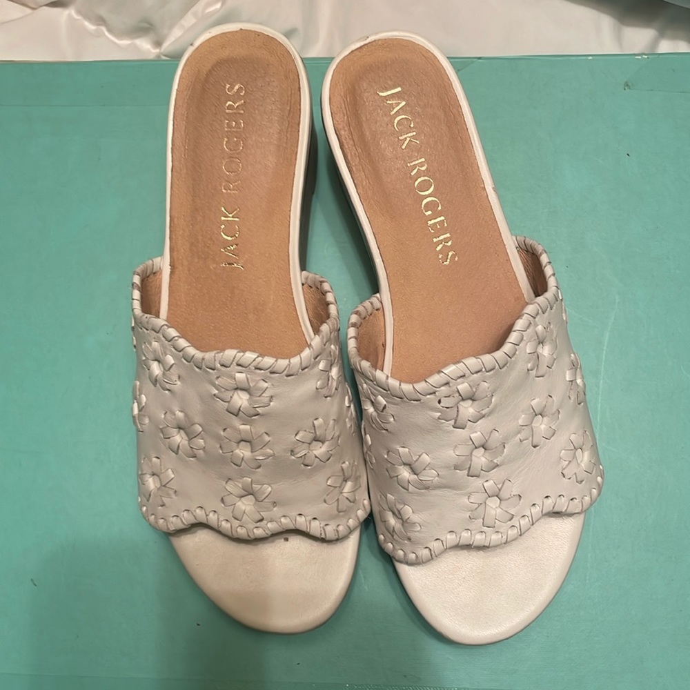 Jack Rogers white Rory Slip On Wedge Sandals